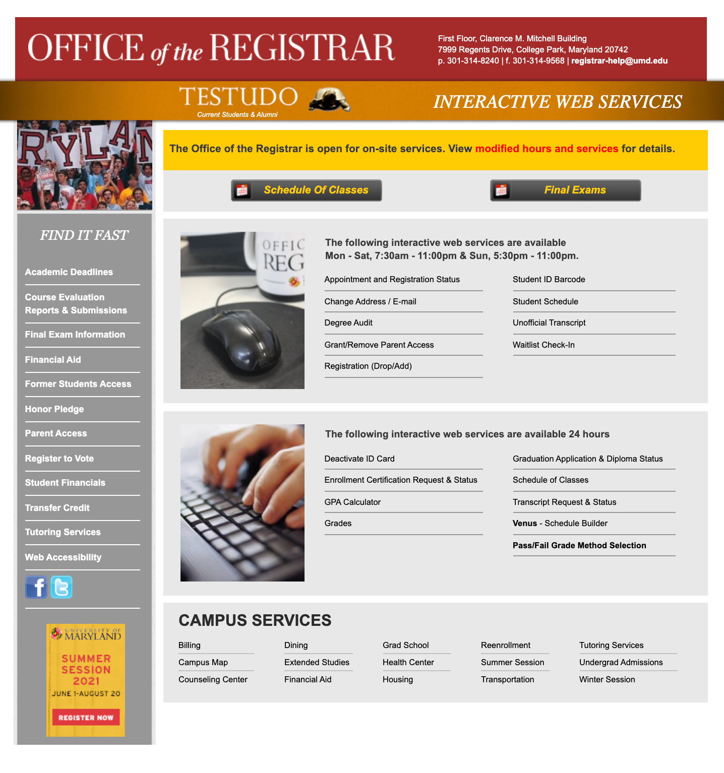 Testudo app dashboard