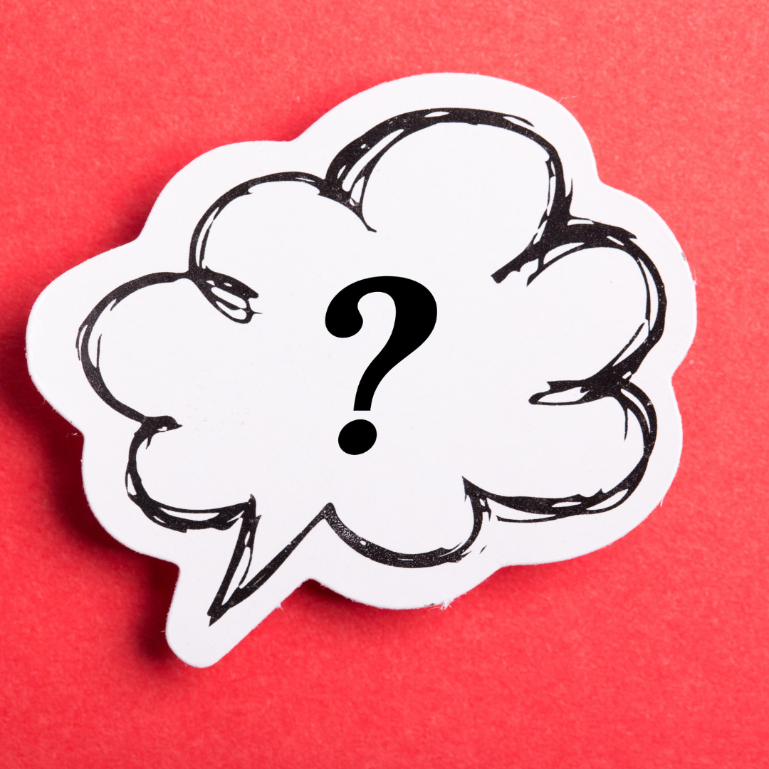 question mark in a cartoon bubble