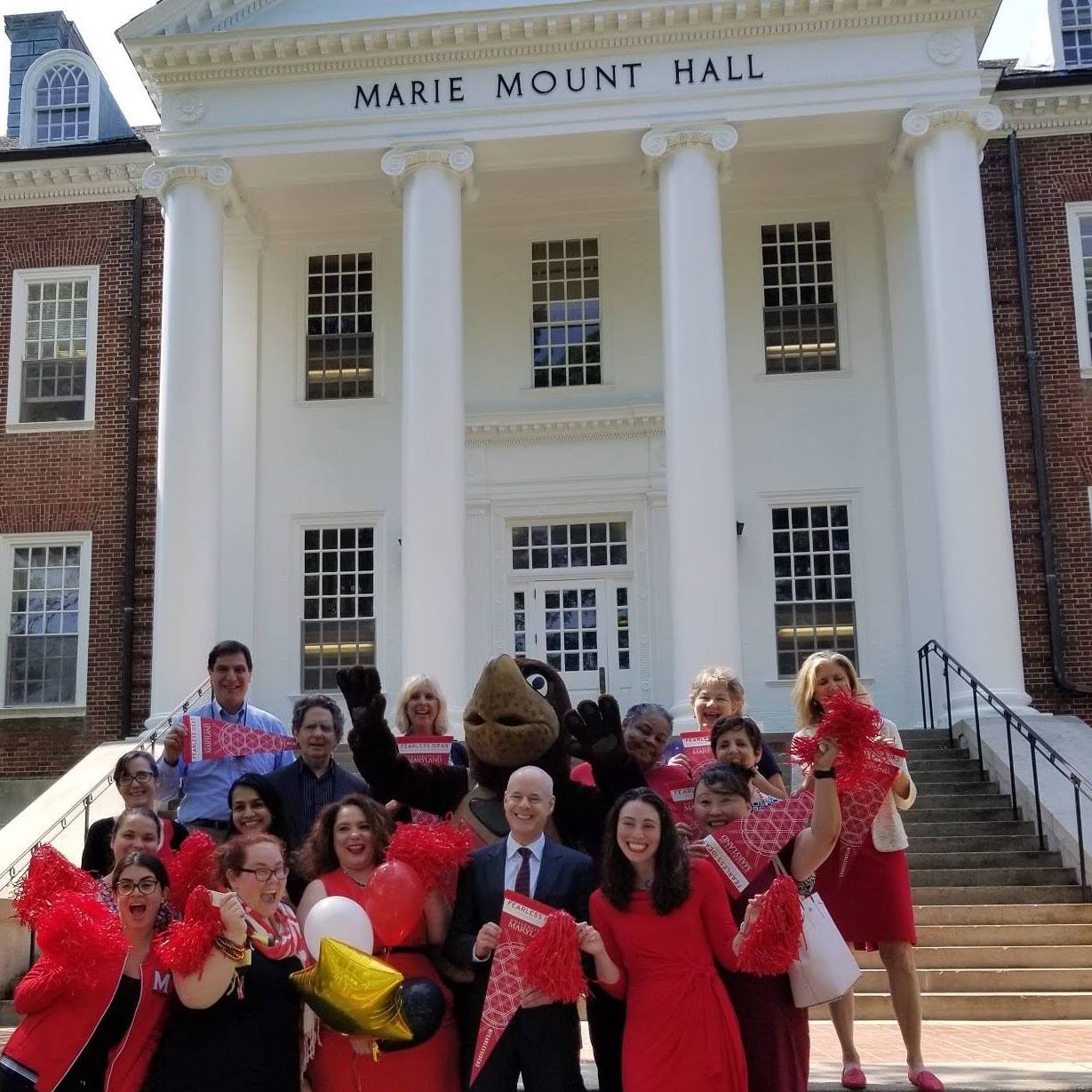 ugst staff on steps outside Marie Mount