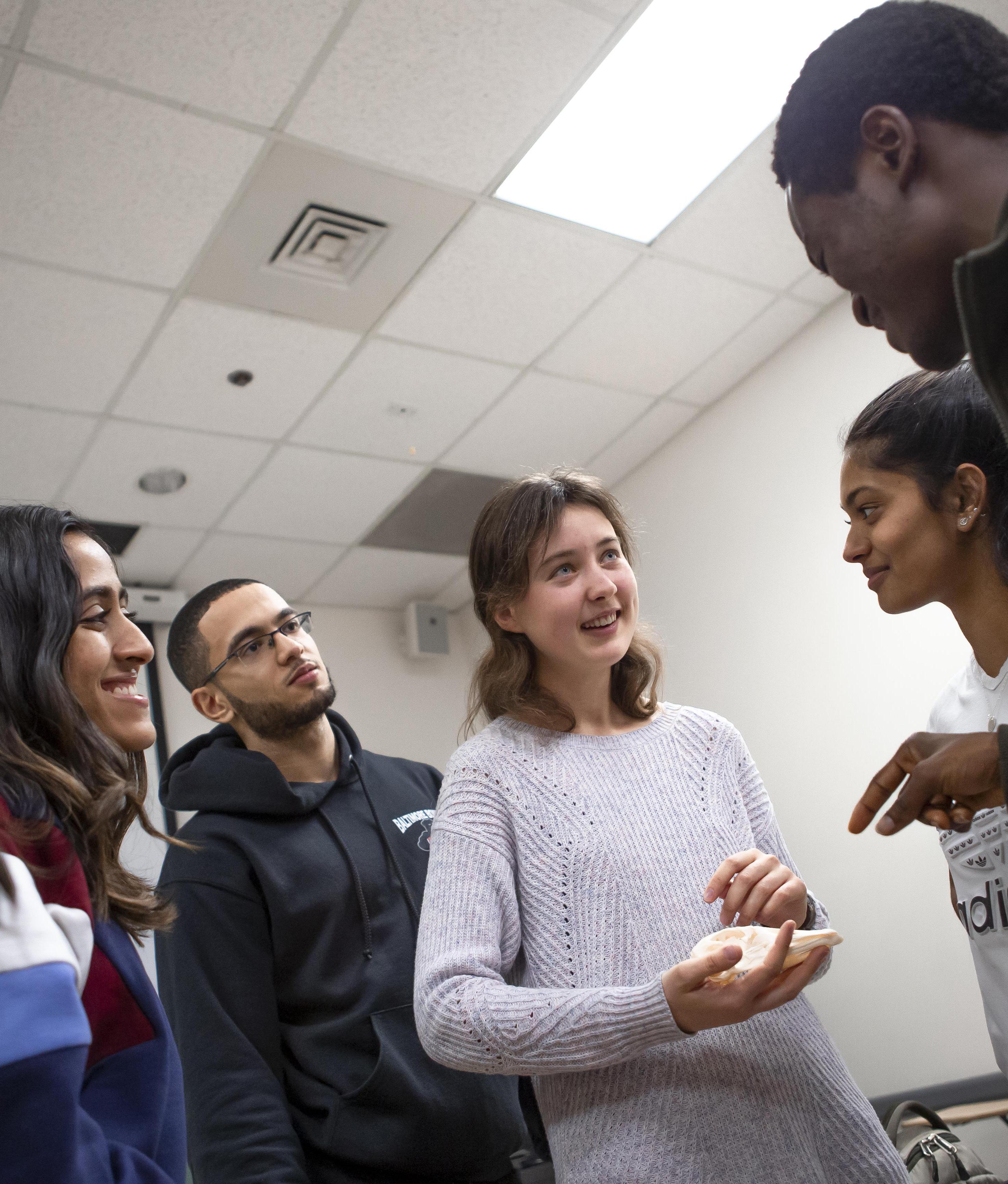 group of students talking